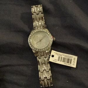 Silver watch with rhinestones